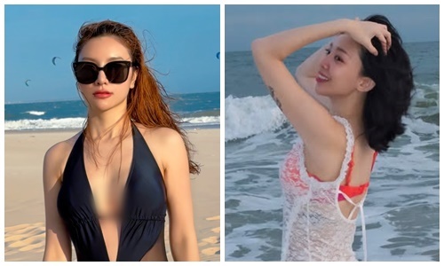 Tóc Tiên - Hạnh Sino gợi cảm với bikini đầu năm