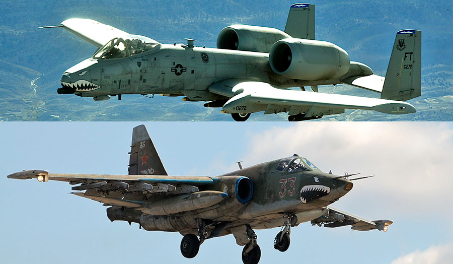 So sánh sức mạnh cường kích A-10 và Su-25 đang đánh IS