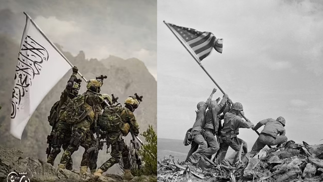 Taliban tái diễn cảnh cắm cờ mô phỏng sự kiện Iwo Jima sau 76 năm