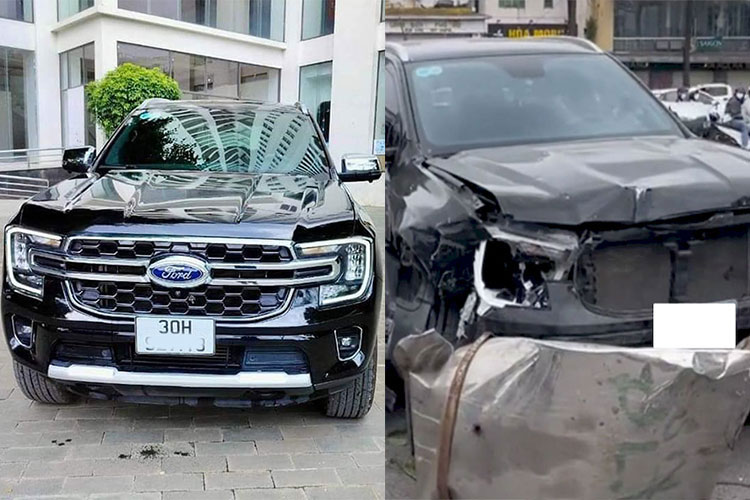 Ford Everest 2022 tai nạn nát đầu, "mông má" rao bán không đâm đụng