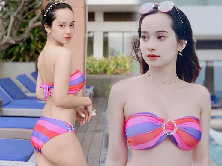 Nữ sinh Kinh tế khoe dáng đẹp nõn nà với bikini màu sắc