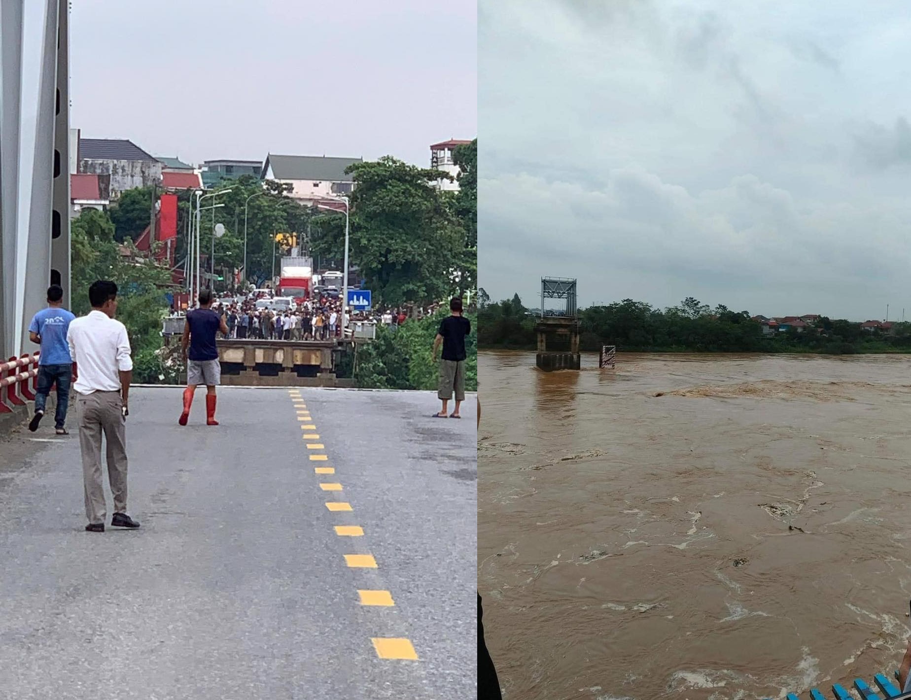 Cận cảnh khu vực cầu Phong Châu bị sập ở Phú Thọ