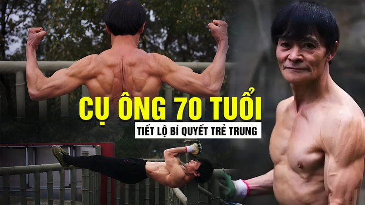 Nhờ cách thể dục kỳ lạ cụ 70 tuổi có thân hình 6 múi