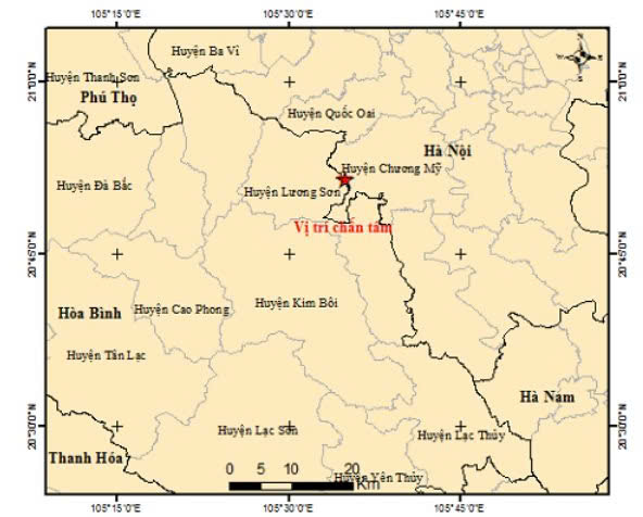 Động đất 2,6 độ tại huyện Chương Mỹ - Hà Nội