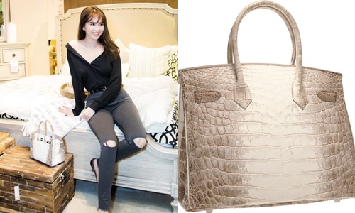 Cận cảnh túi Hermes Birkin đắt đỏ bị nghi hàng nhái của Ngọc Trinh  