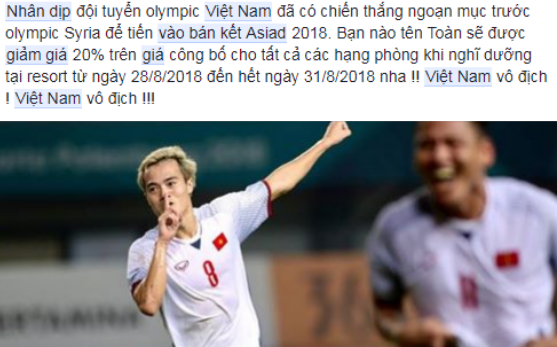 Cơn bão khuyến mãi đổ bộ khi Olympic Việt Nam vào bán kết Asiad 2018