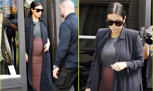 Kim Kardashian lộ rõ bụng bầu