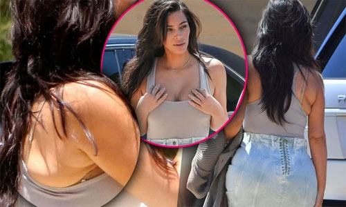 Kim Kardashian lộ ngấn mỡ thừa