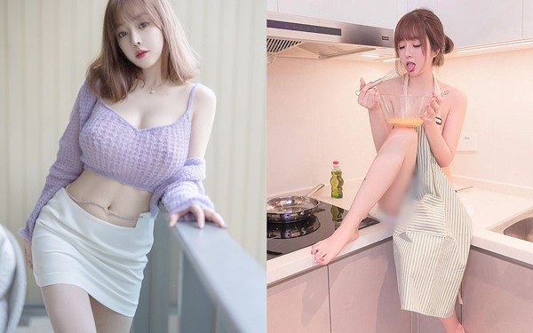 Đỏ mặt trước nàng hot girl “thả rông” mặc tạp dề nấu ăn