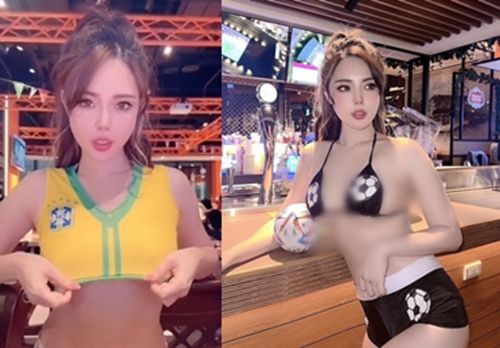 Phát ngại hot girl vén áo cổ vũ World Cup tại quán ăn 