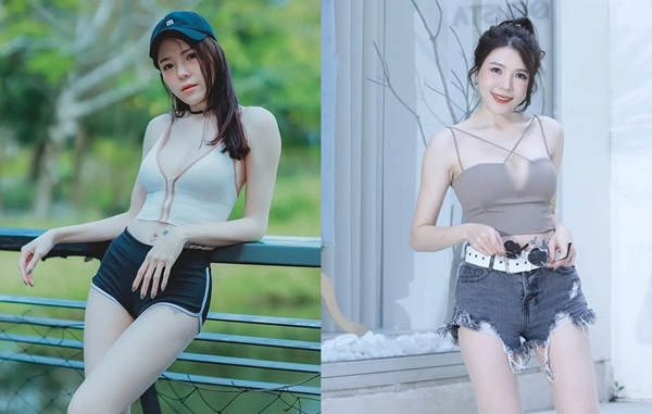 Hot girl xinh đẹp diện áo xẻ sâu, quần ngắn khoe body cực phẩm