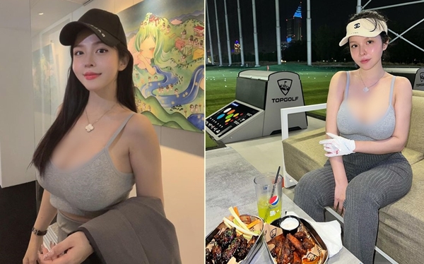 Ngượng đỏ mặt hot girl mặc hở táo bạo khoe dáng khi chơi golf