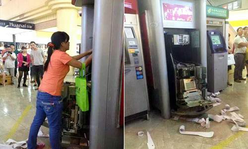 Quý cô đập phá máy ATM vì bị nuốt thẻ gây sốc