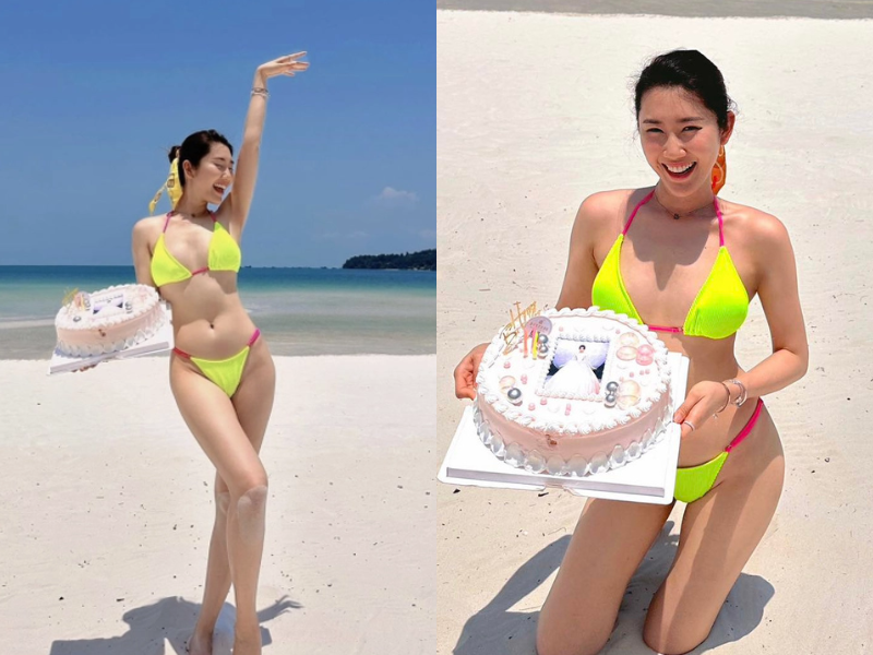 Thúy Ngân diện bikini đón sinh nhật, khoe đường cong triệt để 