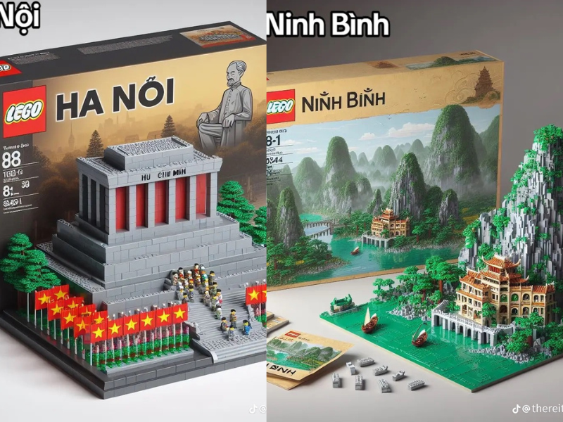 Mô hình lego các tỉnh thành tạo từ AI, Ninh Bình quá hùng vĩ