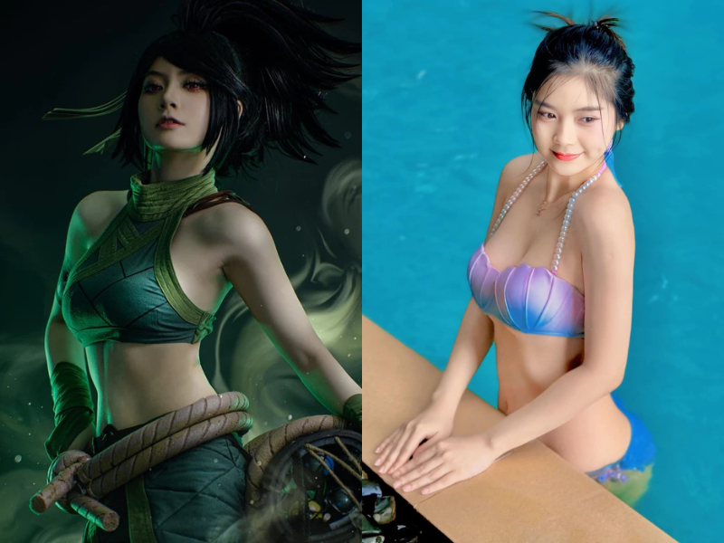 Cosplay thành tướng nữ LMHT, nàng hot girl khoe lưng trần cực nuột