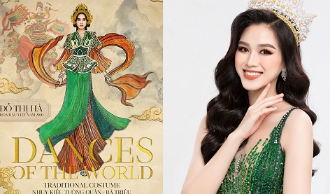 Cận bản thiết kế trang phục ấn tượng Đỗ Thị Hà thi Miss World