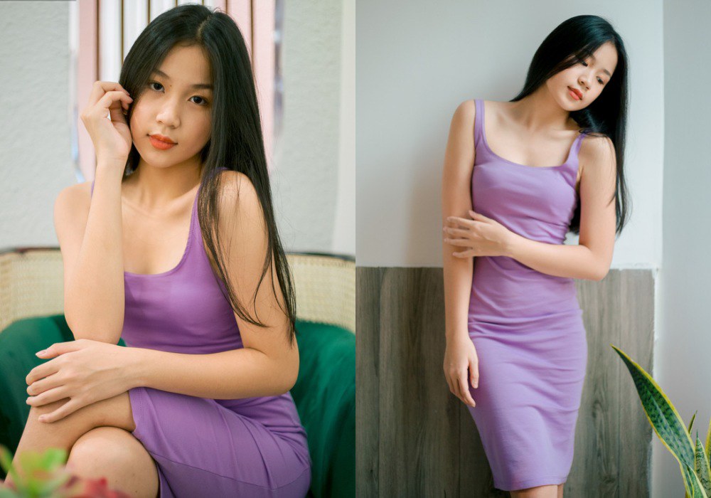 Nhan sắc và gu thời trang nữ tính của con gái 15 tuổi Lưu Thiên Hương