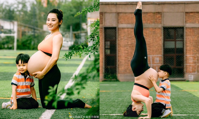 Nữ diễn viên Trung Quốc “bế” bụng bầu 8 tháng tập yoga cực đỉnh