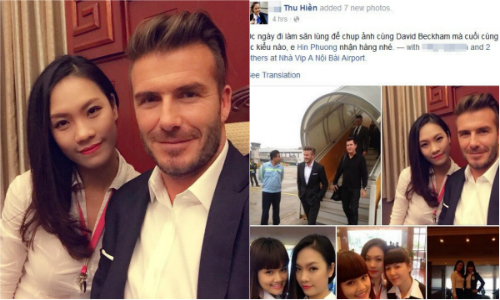 Tận mặt nữ tiếp viên xinh đẹp “tự sướng” cùng Beckham