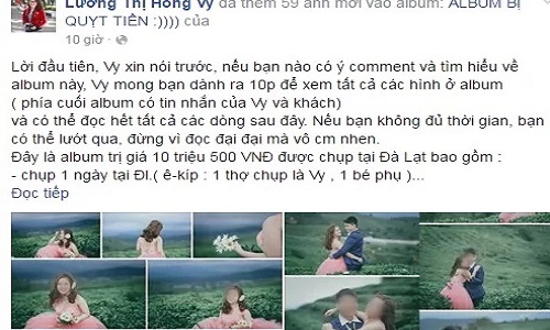 Nữ nhiếp ảnh gia khốn khổ lên mạng tố khách quen quỵt tiền