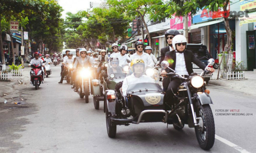 Dàn Sidecar hầm hố "náo loạn" lễ rước dâu ở Đà Nẵng