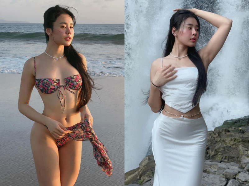 Hot girl diện đồ mỏng manh, khoe dáng gợi cảm bên thác nước