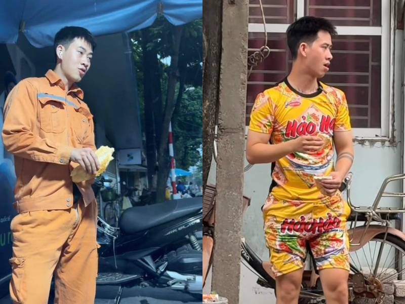 Ông chồng phụ vợ bán xôi viral cõi mạng vì outfit đi làm