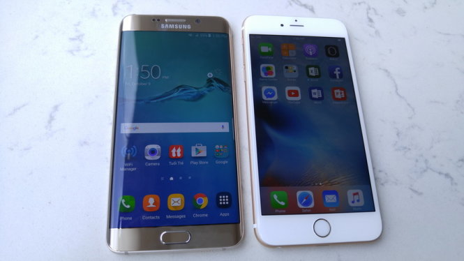 Loạt ảnh iPhone 6S Plus và Galaxy S6 Edge+ đọ dáng