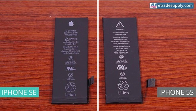 Loạt ảnh so sánh bên trong điện thoại iPhone SE với iPhone 5S