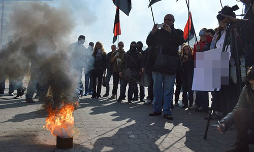 Toàn cảnh Right Sector biểu tình đòi vào Quốc hội Ukraine