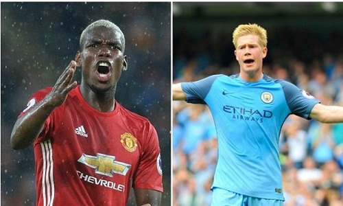 Đối đầu “khủng” tuyến giữa của trận derby MU và Man City