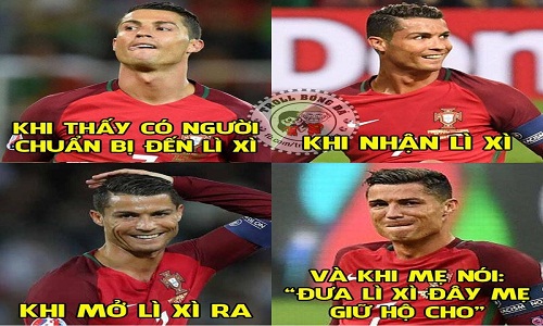 Ảnh chế bóng đá: Cristiano Ronaldo “phát hờn” vì tiền lì xì