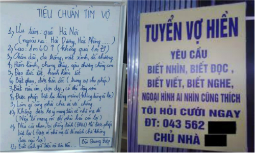 Tiêu chuẩn tuyển vợ có "1-0-2" khiến các chị em kinh hãi