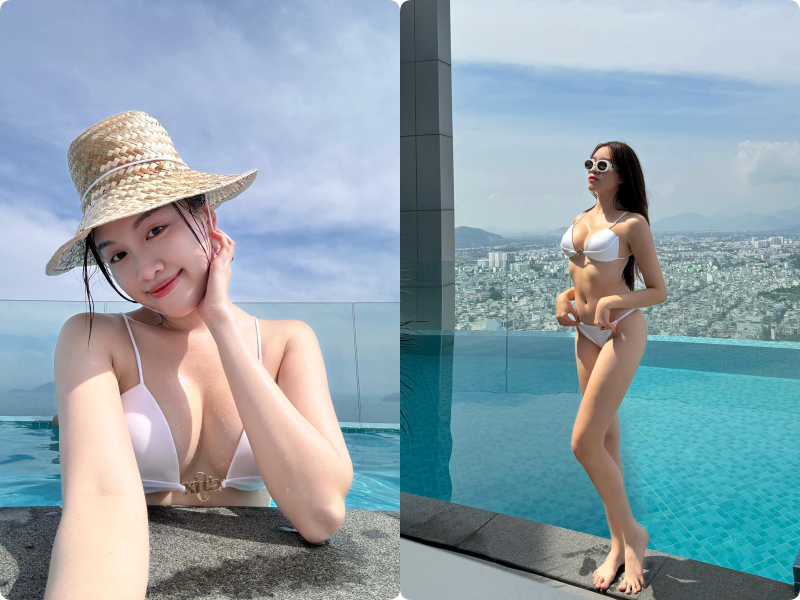 Nữ MC “chân dài nhất Việt Nam” diện bikini trắng tinh khôi chào Hè