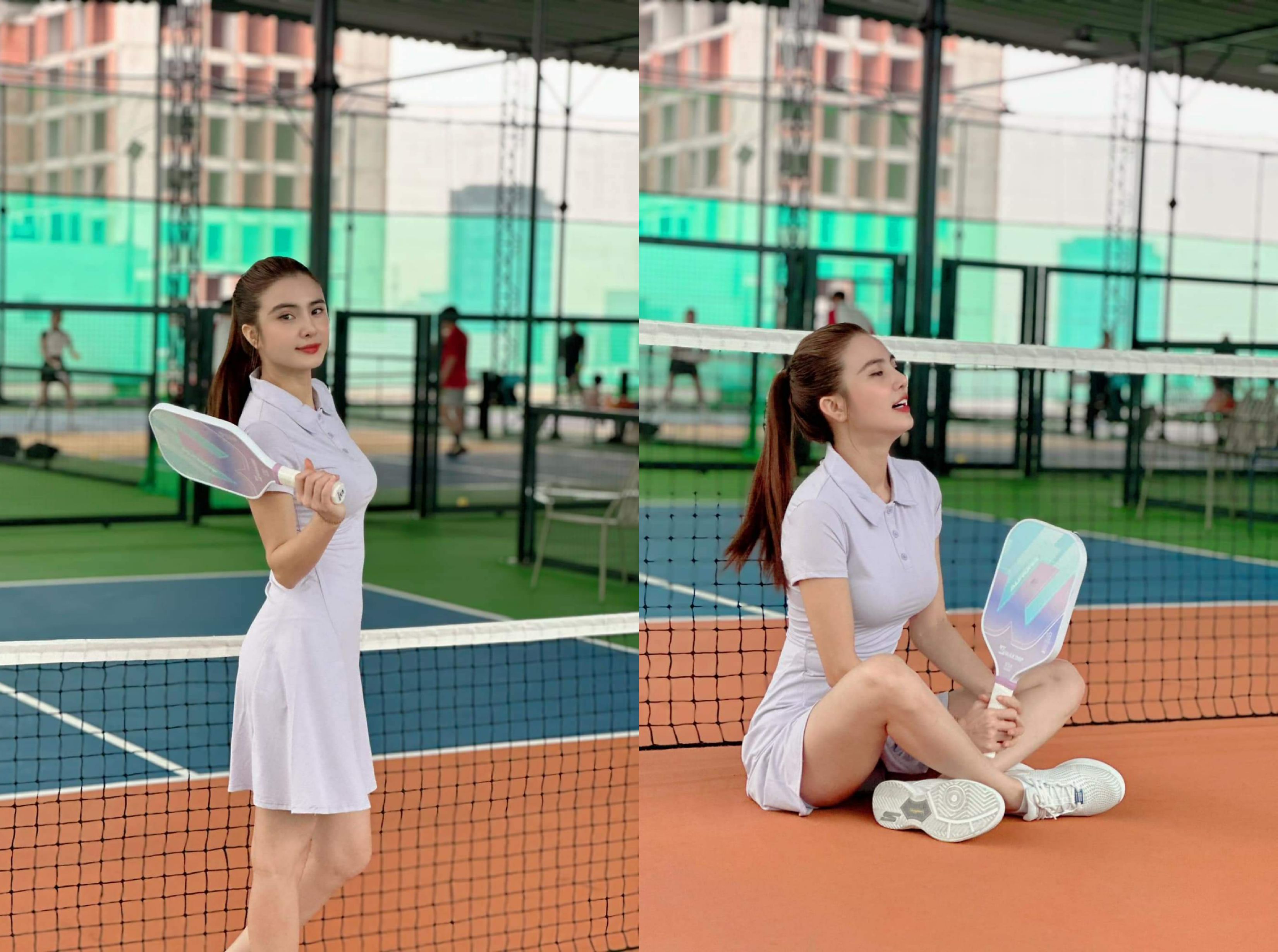 Soi thời trang lên sân pickleball của em gái Lê Công Vinh