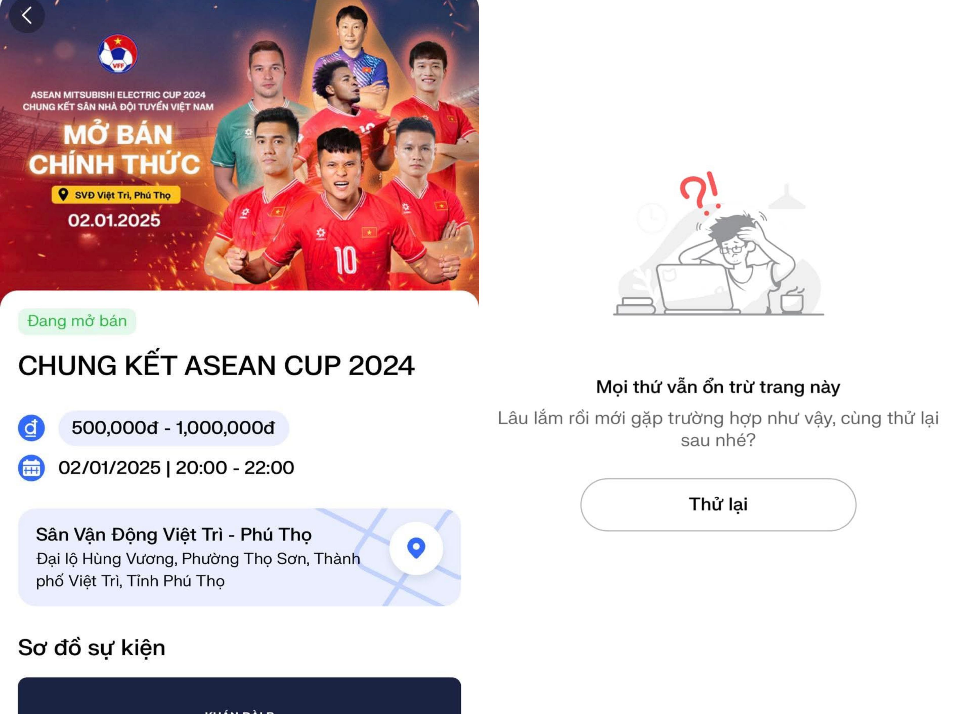 Trang bán vé chung kết AFF Cup 2024 bị "đơ", NHM thấp thỏm