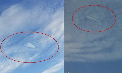 Vật thể nghi UFO tam giác ẩn hiện trong mây gây choáng