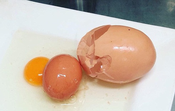 Trứng khổng lồ "mang bầu" thêm trứng gây sửng sốt