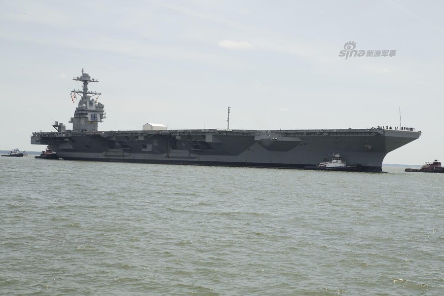 Tàu sân bay mới nhất, hiện đại nhất của Hải quân Mỹ hiện tại là chiếc USS Gerald R. Ford (CVN 78) được đóng theo lớp tàu sân bay cùng tên hiện đang được tiếp tục đưa vào cảng hoàn thiện sau quãng thời gian chạy thử nghiệm trên biển. Nguồn ảnh: Sina.