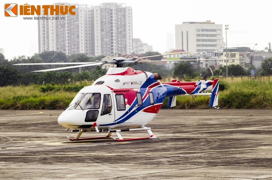 Một trong hai chiếc trực thăng tiên tiến được Tập đoàn Trực thăng Nga -  Russian Helicopter mang tới Hà Nội tuần vừa rồi là mẫu trực thăng thương mại đa dụng Ansat.