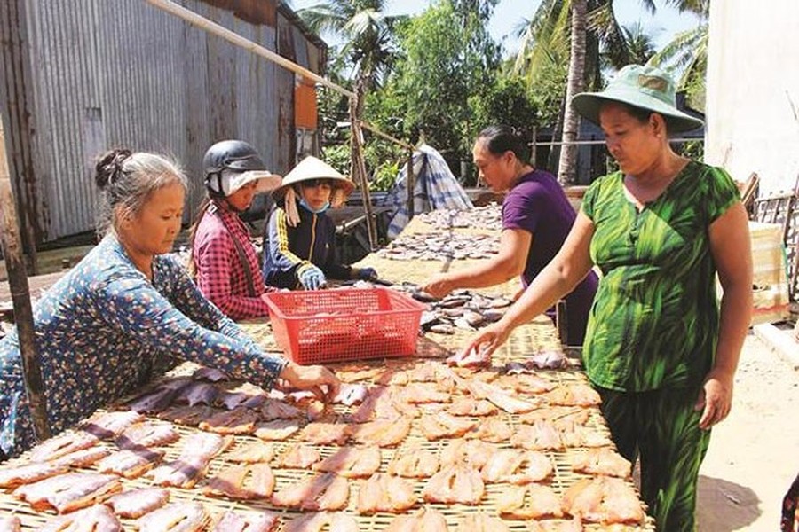 Chỉ còn hơn 2 tháng nữa là đến Tết Nguyên đán 2018, lúc này làng cá khô Cái Đôi Vàm (thị trấn Cái Đôi Vàm, huyện Phú Tân, tỉnh Cà Mau) tất bật vào vụ. Ảnh: tintucmientay.