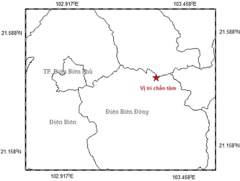 Cụ thể, tâm trận động đất nằm tại vị trí có tọa độ 21.404 vĩ độ Bắc; 103.289 độ kinh Đông, độ sâu chấn tiêu khoảng 12 km. Hiện  Trung tâm báo tin động đất và cảnh báo sóng thần - vẫn đang tiếp tục theo dõi trận động đất này.