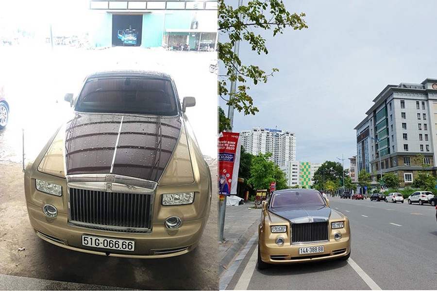 Chiếc  xe siêu sang Rolls-Royce Phantom mang màu sơn cực độc vàng cát cùng đỏ mận tại Việt Nam từng được chào bán tại TP HCM vào đầu năm 2018. Đến nay, chiếc xe Rolls-Royce Phantom này lại một lần nữa gây sóng gió trên mạng xã hội khi bị bắt gặp lăn bánh trên đường phố Quảng Ninh với chiếc biển số 14A-388.88 hay còn gọi "tứ quý" 8.