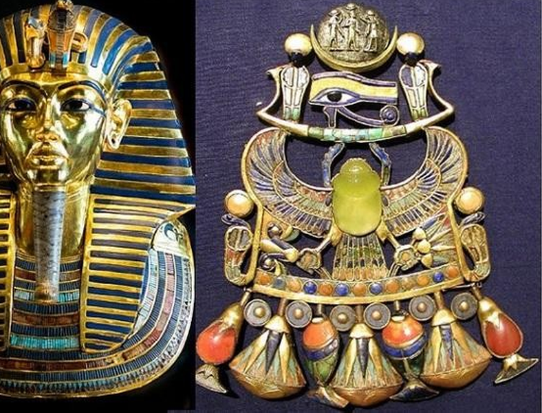 Đầu tiên, hãy nói về cái ghim cài áo của  Tutankhamun. Ban đầu, các nhà khoa học cho rằng nó được làm từ chalcedony, một loại thạch anh. Tuy nhiên, sau nhiều năm nghiên cứu, họ đã phát hiện rằng chất liệu của chiếc ghim cài áo thực ra là thủy tinh Silica từ sa mạc Libya.