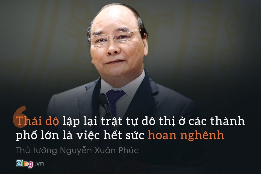 Liên quan đến việc  đòi lại vỉa hè cho người đi bộ, Thủ tướng Nguyễn Xuân Phúc: “Việc này không thể làm tất cả ngay, không thể làm đầu voi đuôi chuột nhưng thái độ lập lại trật tự đô thị ở các thành phố lớn là việc hết sức hoan nghênh trong tháng sau Tết”.