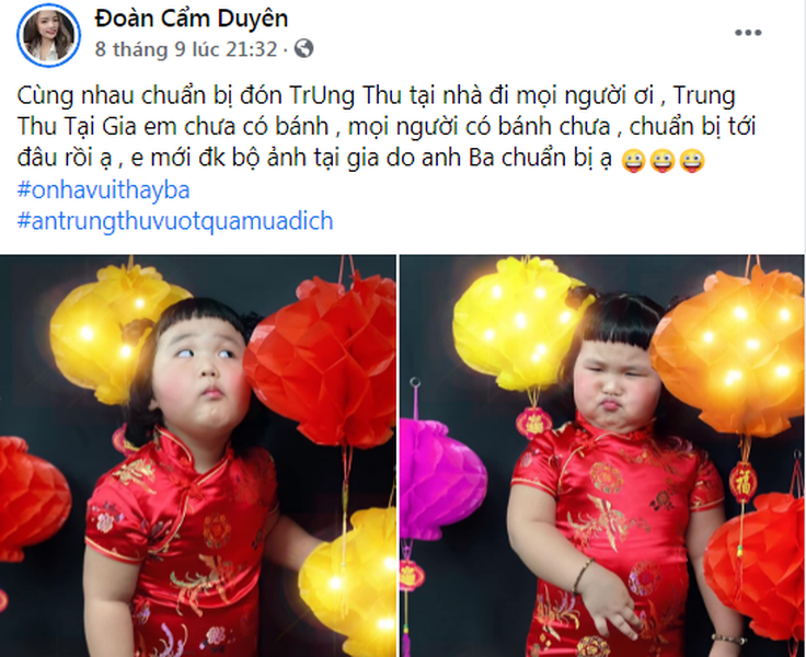 Năm nay do thực hiện giãn cách xã hội nên nhiều gia đình không thể đưa con nhỏ đi dạo phố  Trung thu 2021, và đó là lý do để những bộ ảnh Trung thu tại gia ra đời.