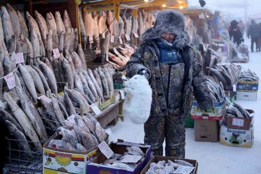 1. Oymyakon, Nga Ngôi làng này chỉ cách Bắc cực vài trăm km. Với dân số là 500 cư dân, làng Oymyakon là một trong những nơi lạnh nhất thế giới với nhiệt độ trung bình trong tháng 1 hàng năm vào khoảng -50 độ C. Vào năm 1933, nhiệt độ lạnh nhất từng ghi nhận ở nơi đây là -67,7 độ C. Thời tiết lạnh giá đến mức người dân phải sưởi ấm để động cơ xe của họ không bị đóng băng. Vì thời tiết quá lạnh, người dân ở đây không thể nuôi trồng được cây gì, họ chủ yếu ăn cá, tuần lộc và mì ống.