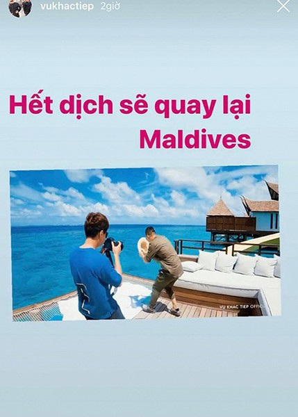 Khắc Tiệp bật mí sau khi  hết dịch COVID-19, anh sẽ trở lại Maldive. Không chỉ ông trùm chân dài, nhiều sao Việt cũng tiết lộ điều đầu tiên sẽ làm khi dịch bệnh qua đi.