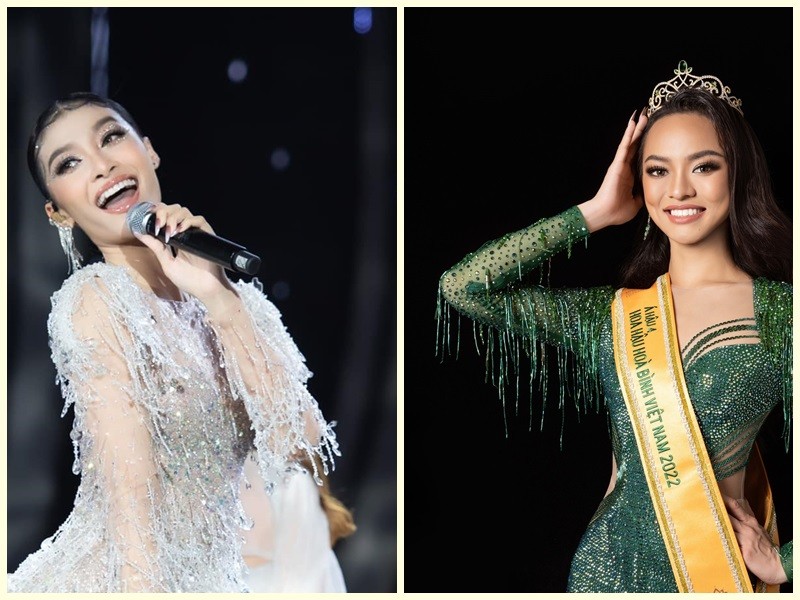 Tối ngày 1/10, làm giám khảo chung kết Miss Grand Vietnam 2022,  Á hậu Kiều Loan đưa ra câu hỏi cho Mai Ngô (phải) với nội dung: "Hiện nay có rất nhiều sinh viên ra trường nhưng không xin được việc làm, trong khi đó nhiều doanh nghiệp lại khó tuyển nhân sự. Vậy theo quan điểm của bạn, hiện tượng này là như thế nào?". Mai Ngô trả lời khá lan man và sau đó chỉ giành danh hiệu á hậu 4. Một số ý kiến cho rằng Kiều Loan đưa ra câu hỏi làm khó Mai Ngô và lạc quẻ. Ảnh: FBNV